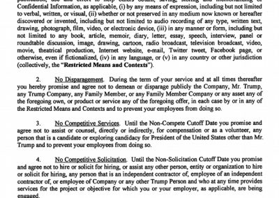 Trump's 2016 Campaign Agreement : NDA Page 2