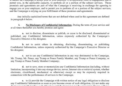 Trump’s Post Service Agreement : NDA Page 1
