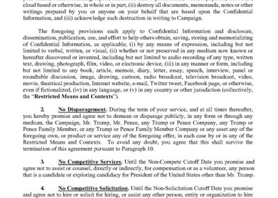 Trump’s Post Service Agreement : NDA Page 2